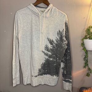 American Eagle Outfitters Light Gray Hoodie with Forest Print
